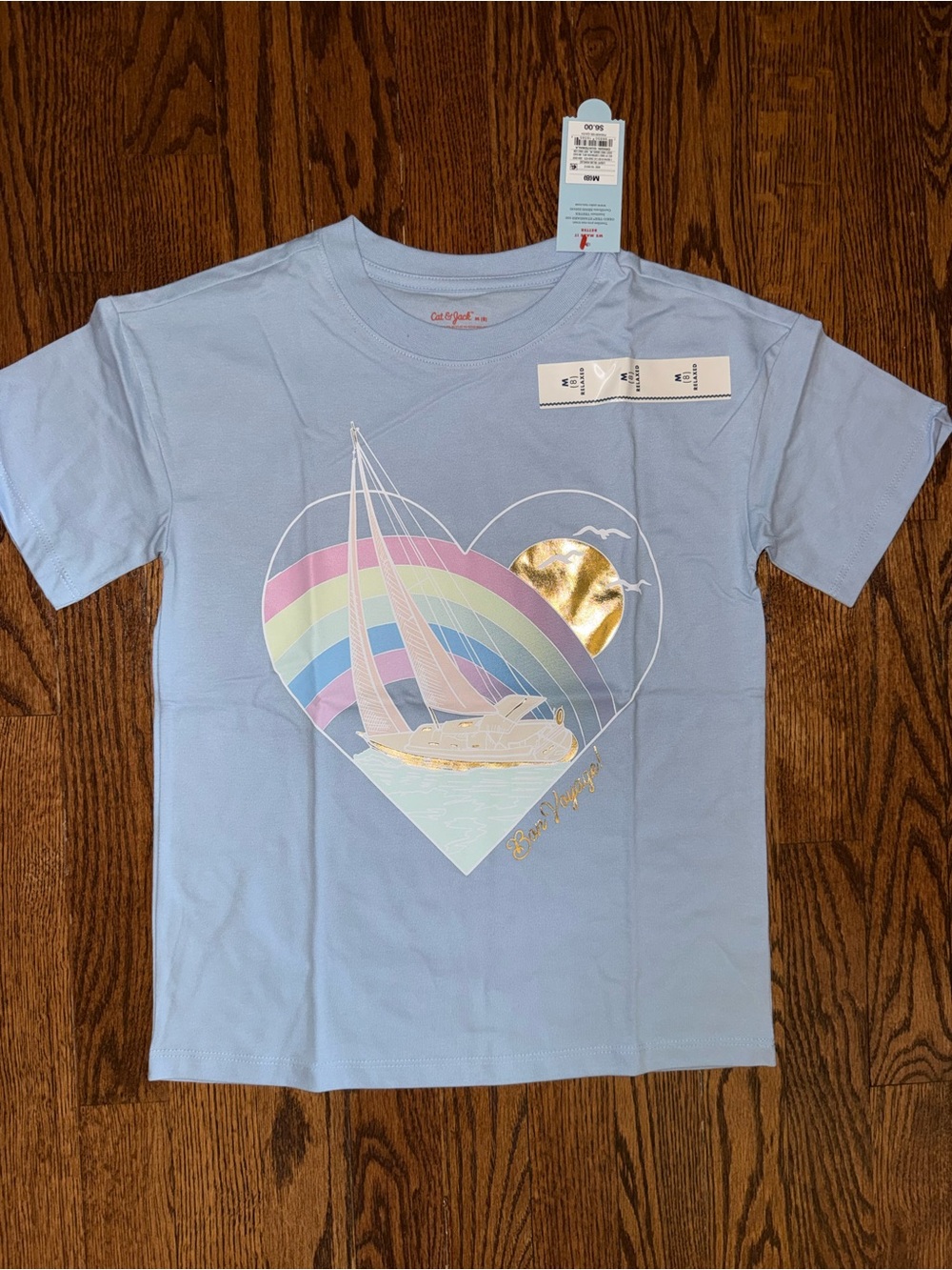 Cat & Jack Light Blue Girls' Rainbow Sailboat Tee